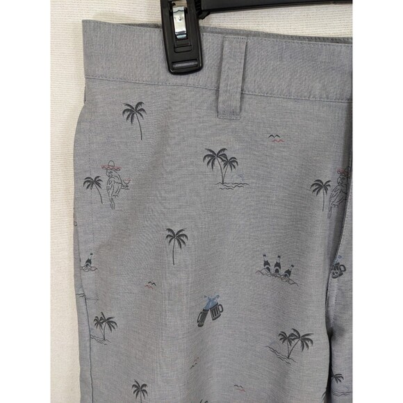 Travis Mathew Gray Golf Shorts Cocktails Palm Trees Parrots Shorts Mens 32 - Picture 4 of 12